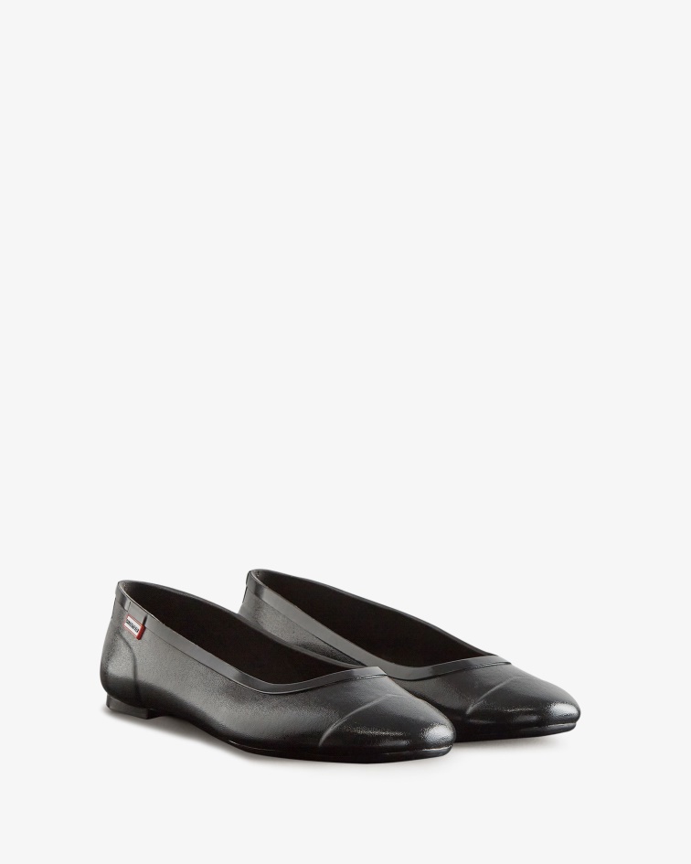 Hunter Women's Tour Gloss Ballerina Flats Black