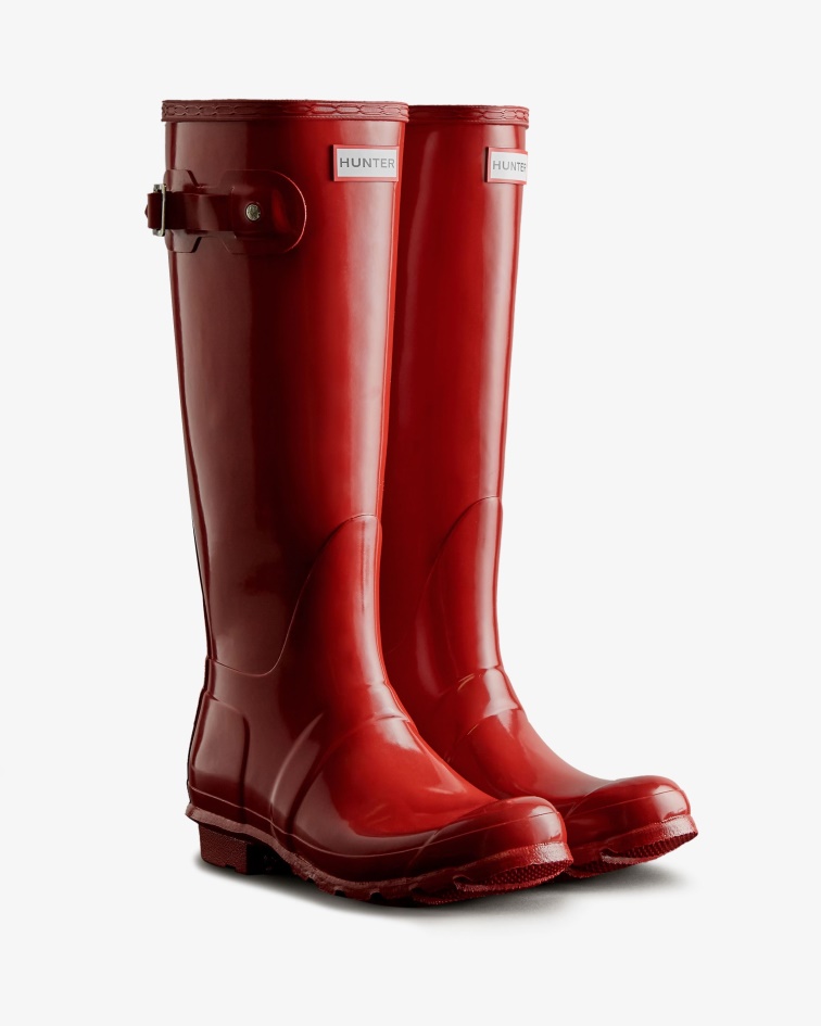 Hunter Women's Original Tall Gloss Rain Boots Military Red
