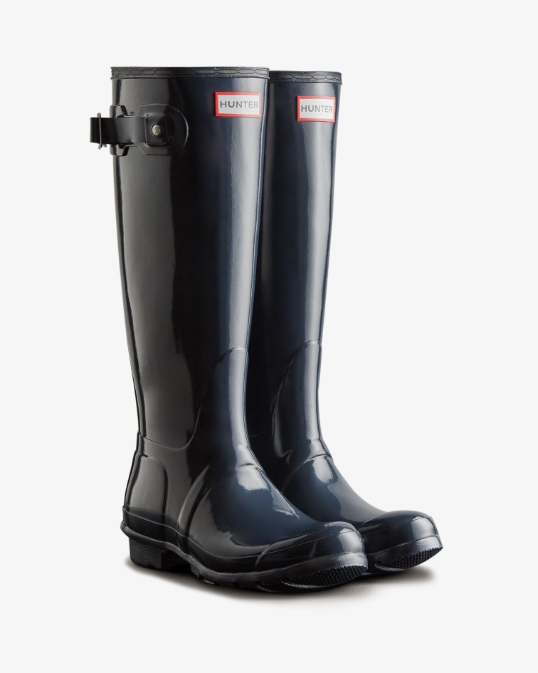 Hunter Women's Original Tall Gloss Rain Boots Navy