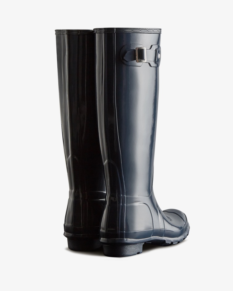 Hunter Women's Original Tall Gloss Rain Boots Navy