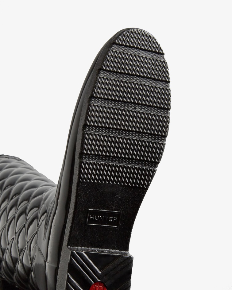 Hunter Women's Refined Slim Fit Adjustable Quilted Tall Rain Boots Black