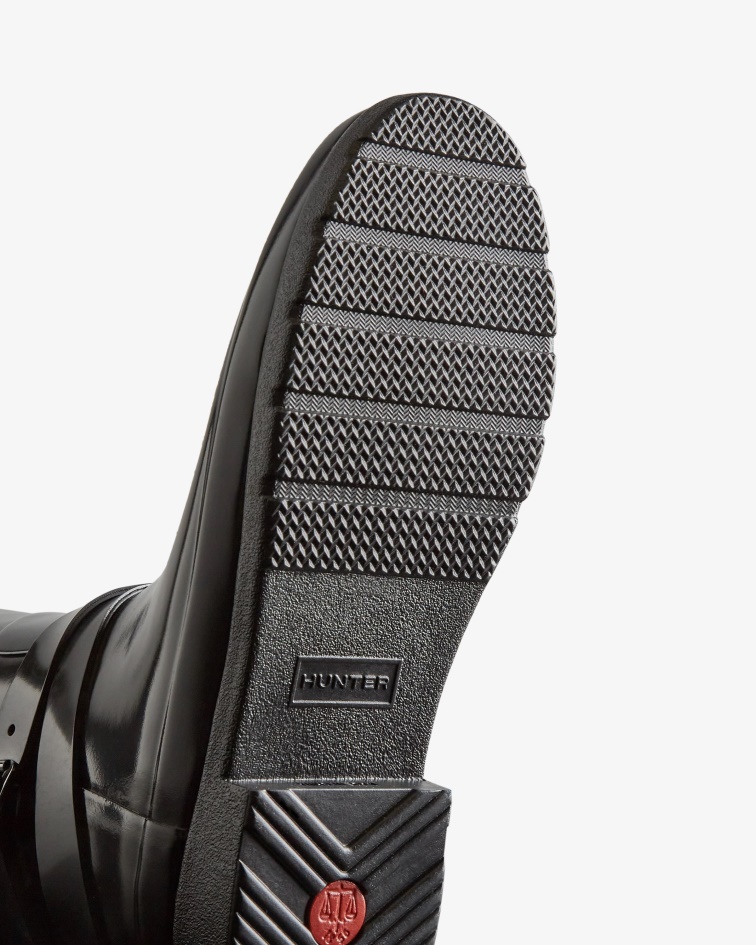 Hunter Women's Refined Slim Fit Adjustable Tall Gloss Rain Boots Black