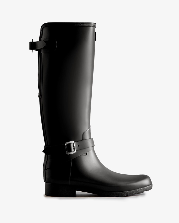 Hunter Women's Refined Slim Fit Adjustable Tall Rain Boots Black
