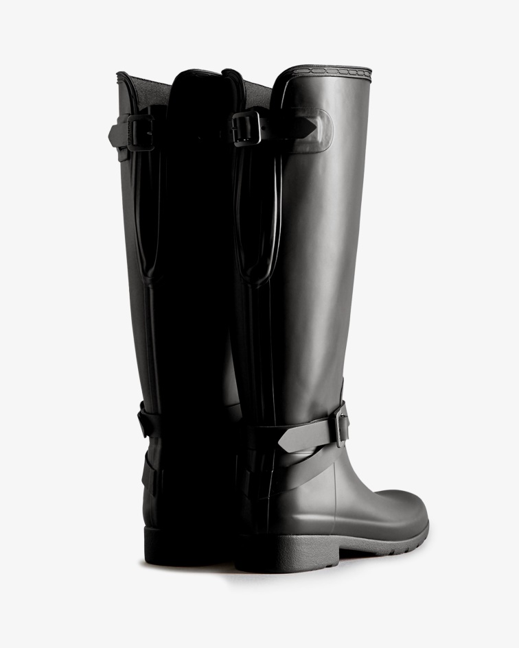 Hunter Women's Refined Slim Fit Adjustable Tall Rain Boots Black