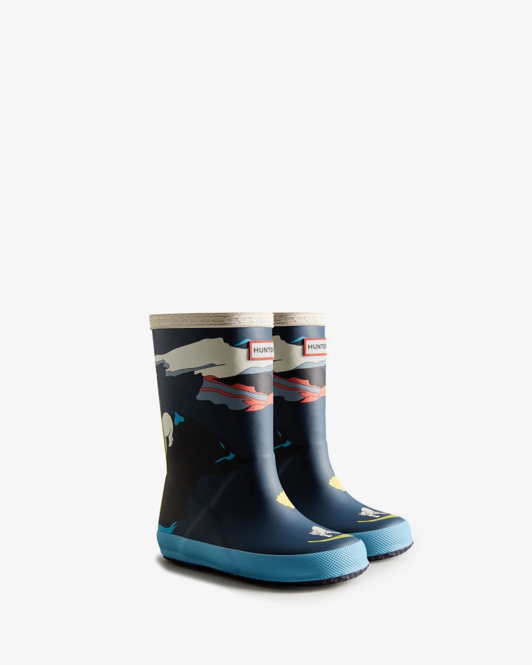 Hunter Kids First (18 Months-8 Years) Iceberg Print Rain Boots Iceberg Kerhuelen Navy