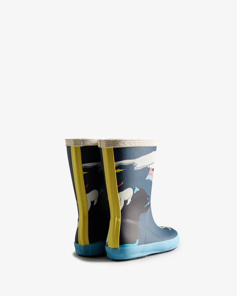 Hunter Kids First (18 Months-8 Years) Iceberg Print Rain Boots Iceberg Kerhuelen Navy