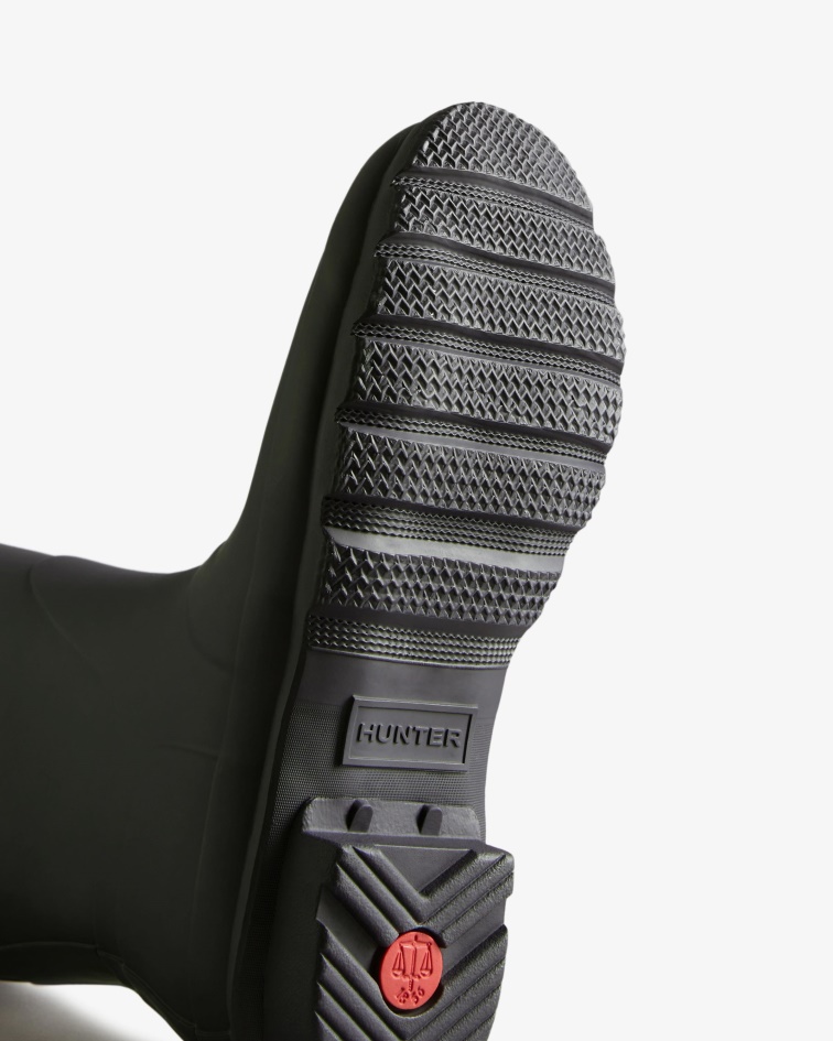 Hunter Women's Tall Back Adjustable Two-Tone Rain Boots Black Ice-Black