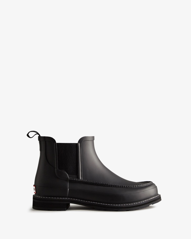 Hunter Men's Refined Moc Toe Chelsea Boots Black-Black
