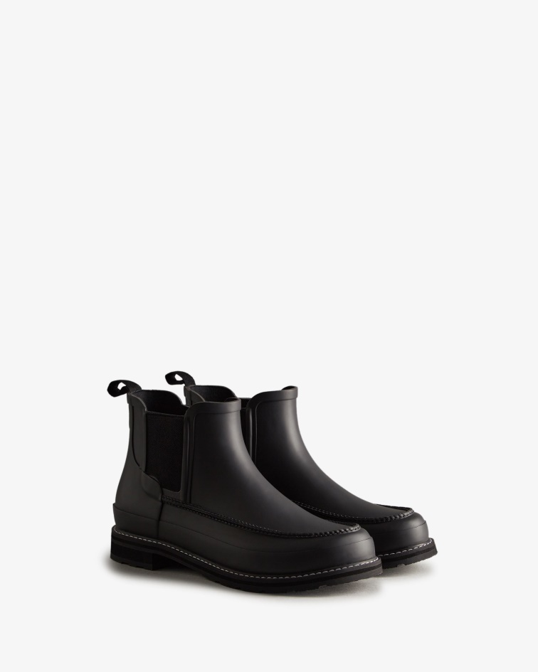 Hunter Men's Refined Moc Toe Chelsea Boots Black-Black