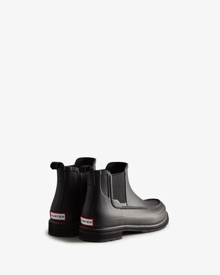 Hunter Men's Refined Moc Toe Chelsea Boots Black-Black