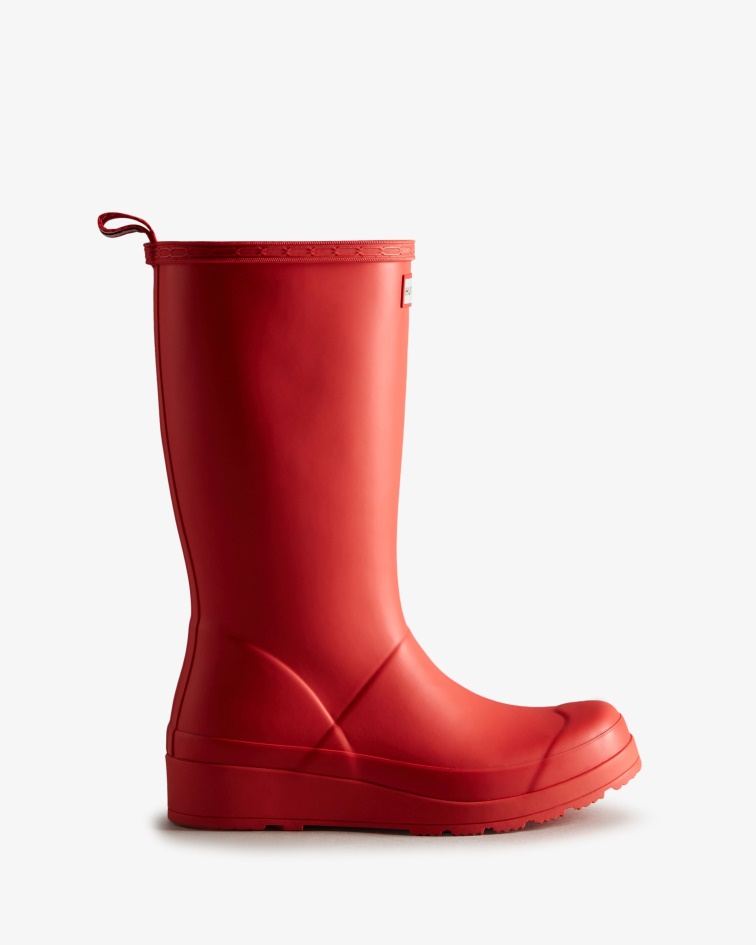 Hunter Women's Play Tall Rain Boots Logo Red