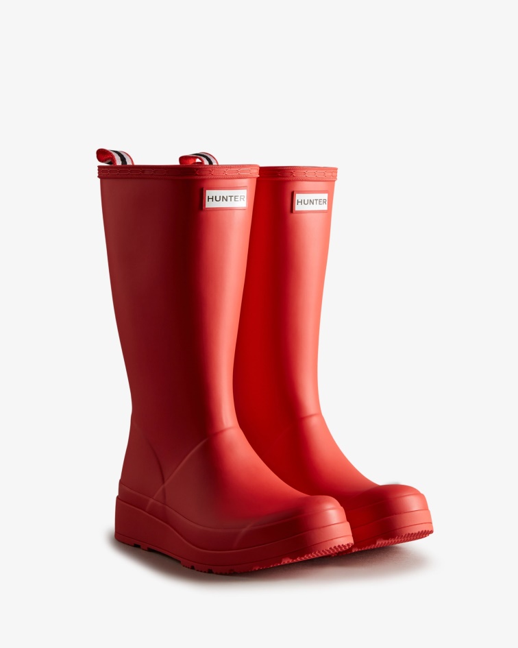 Hunter Women's Play Tall Rain Boots Logo Red