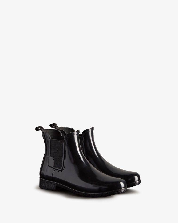 Hunter Women's Refined Gloss Slim Fit Chelsea Boot Black