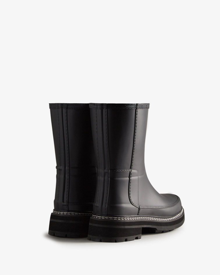 Hunter Women's Refined Stitch Detail Short Rain Boots Black