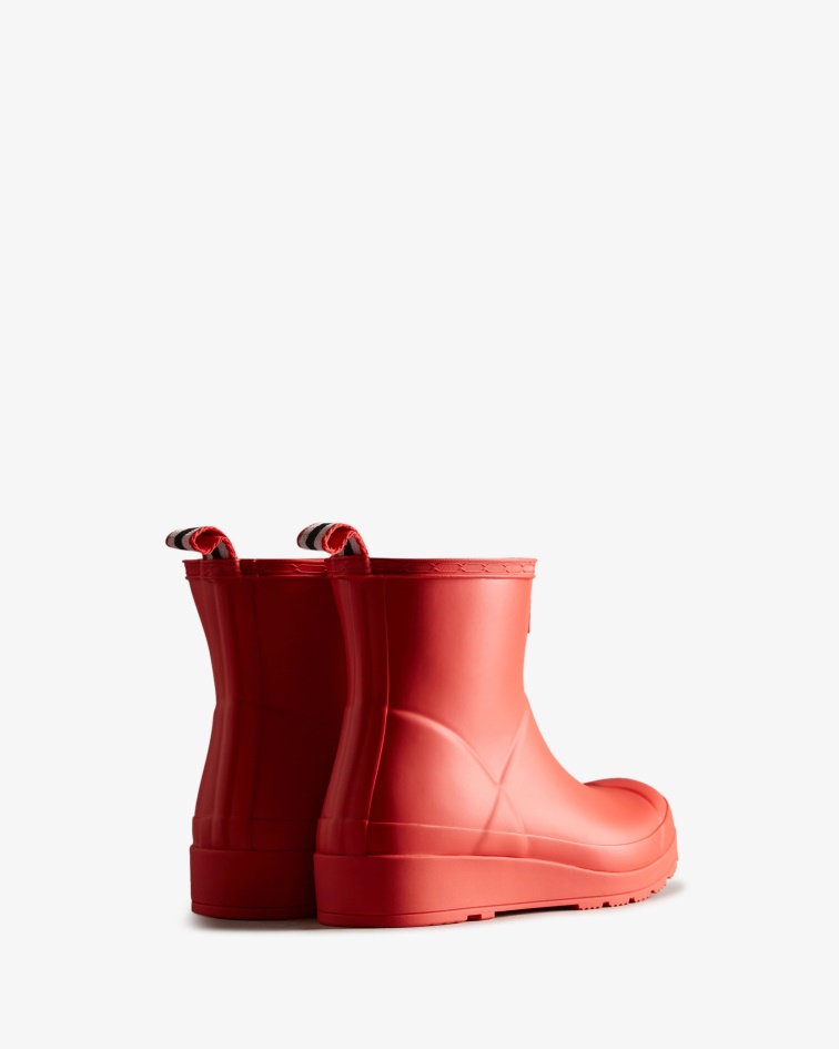 Hunter Women's Play Short Rain Boots Logo Red