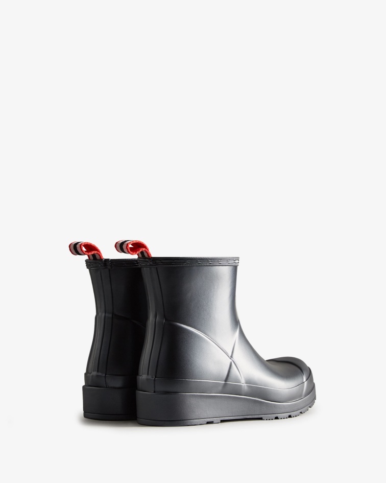 Hunter Women's Play Short Pearlized Rain Boots Black
