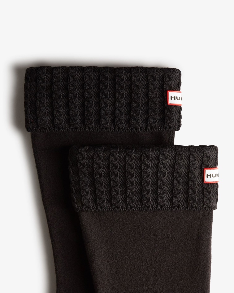 Hunter Recycled Mini Cable Knitted Cuff Tall Boot Socks