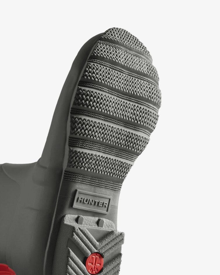 Hunter Women's Tall Insulated Rain Boots Tundra Grey-Red Chill