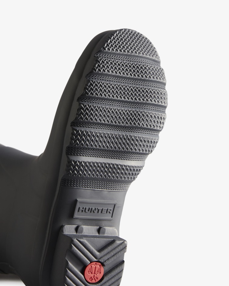 Hunter Women's Short Back Adjustable Two-Tone Rain Boots Black Ice-Black