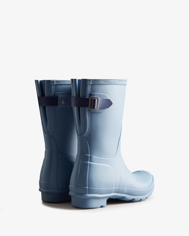 Hunter Women's Short Back Adjustable Rain Boots Bouvet Blue-Balder Blue