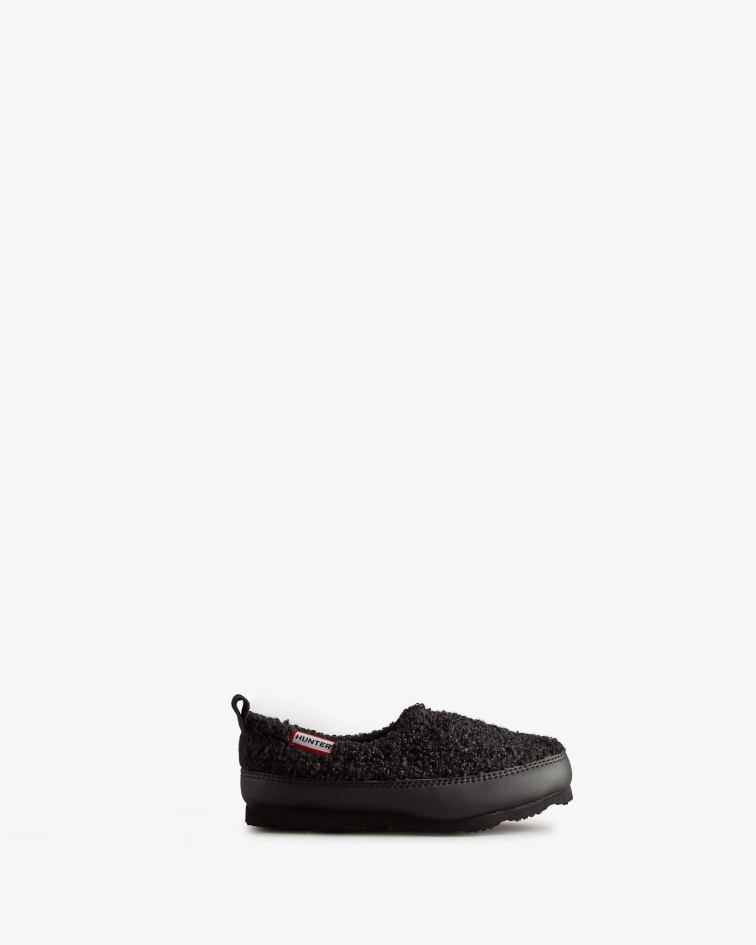 Hunter Little Kids (18 Months-8 Years) Insulated Vegan Shearling Slipper Shoe Black