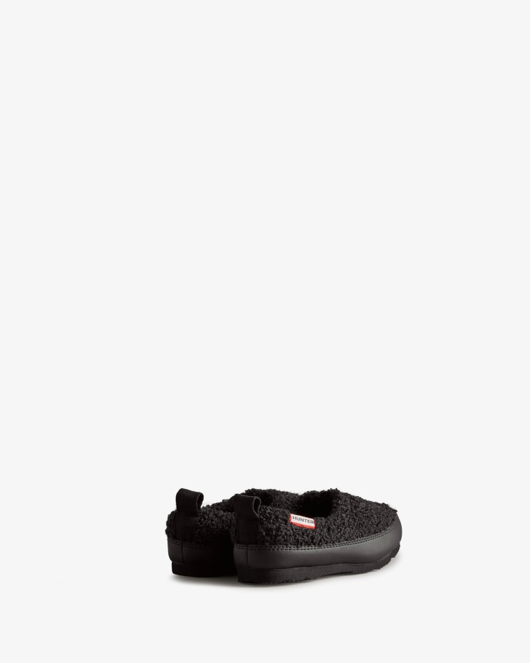 Hunter Little Kids (18 Months-8 Years) Insulated Vegan Shearling Slipper Shoe Black