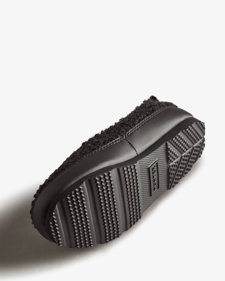 Hunter Little Kids (18 Months-8 Years) Insulated Vegan Shearling Slipper Shoe Black