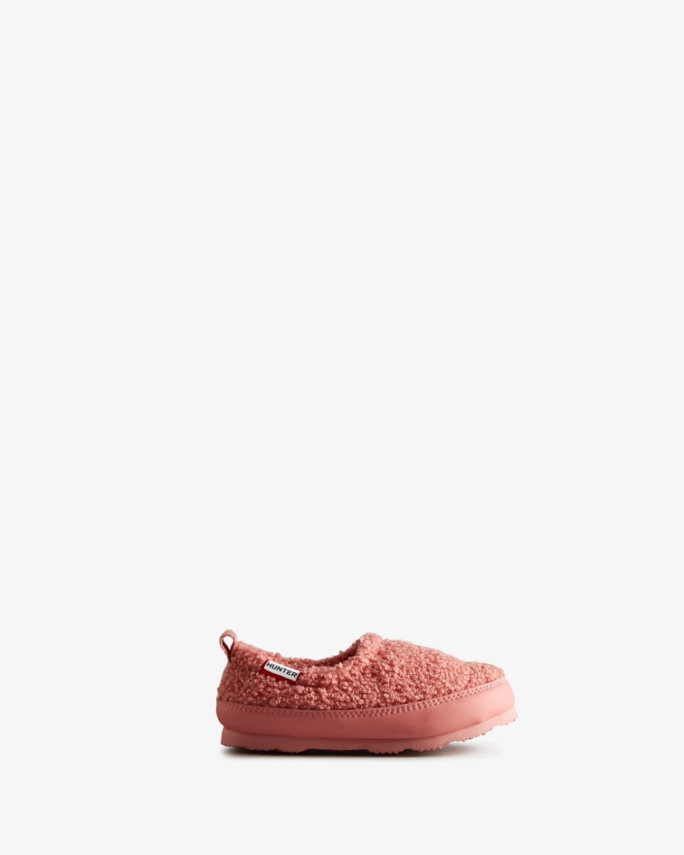 Hunter Little Kids (18 Months-8 Years) Insulated Vegan Shearling Slipper Shoe Hibiscus Pink