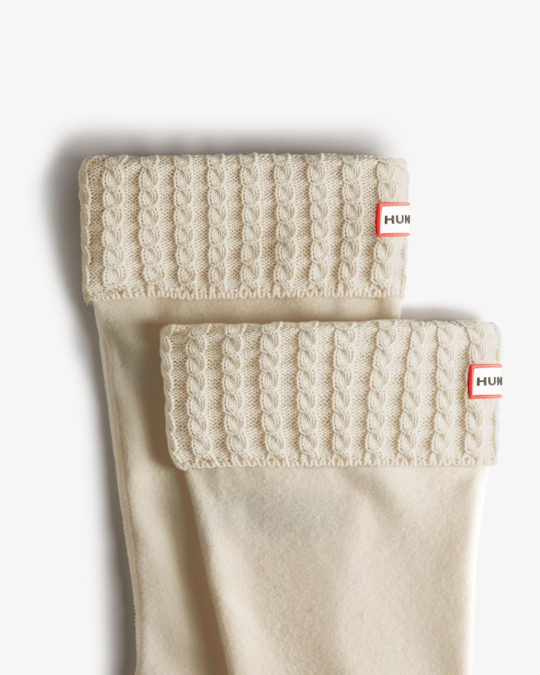 Recycled Mini Cable Knitted Cuff Tall Hunter Boot Socks