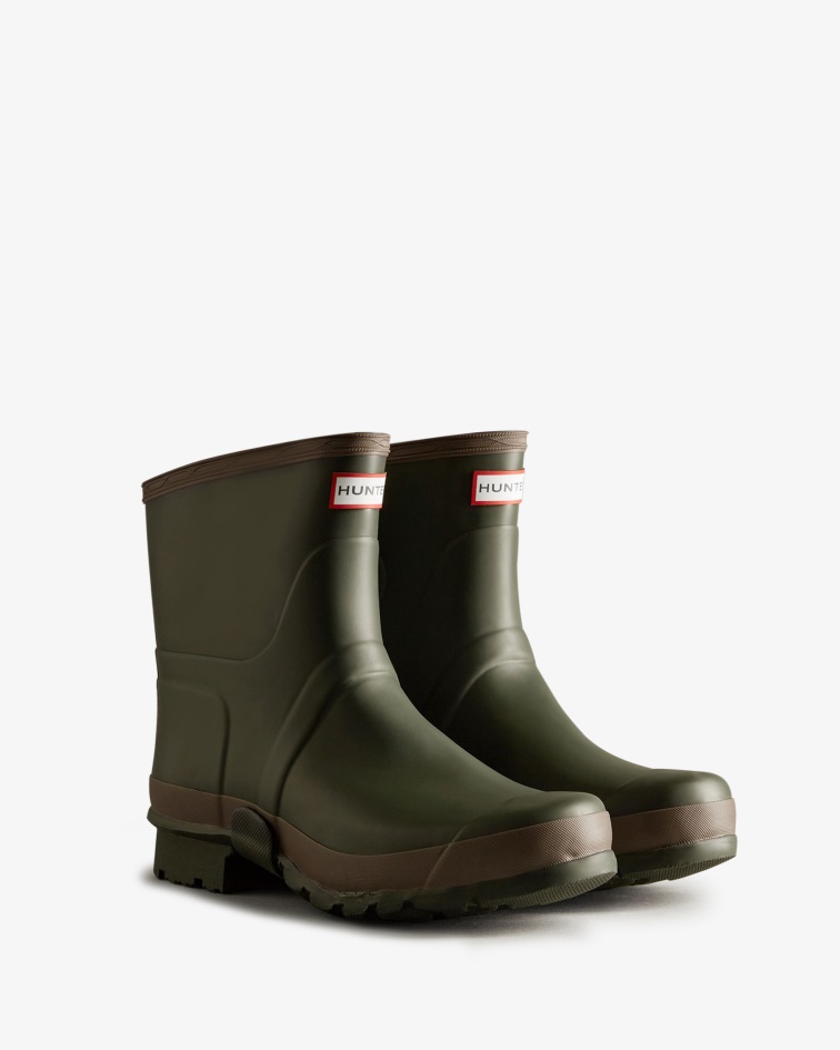 Hunter Men's Gardener Short Rain Boots Dark Olive-Clay