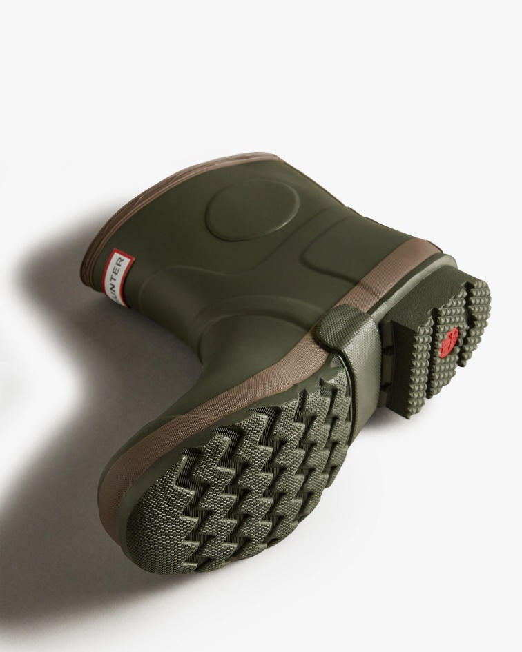 Hunter Men's Gardener Short Rain Boots Dark Olive-Clay