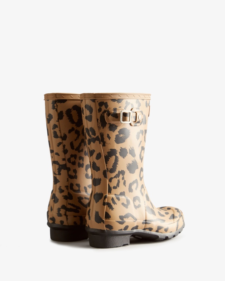 Hunter Big Kids (5-11 Years) Hybrid Leopard Print Rain Boots Tawny Brown