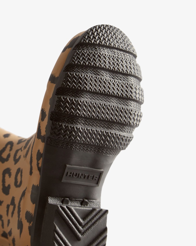 Hunter Big Kids (5-11 Years) Hybrid Leopard Print Rain Boots Tawny Brown