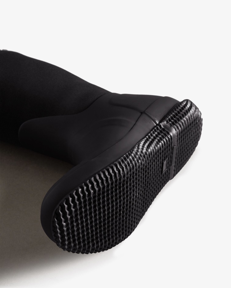 Hunter Women's Insulated Roll Top Vegan Shearling Boots Black