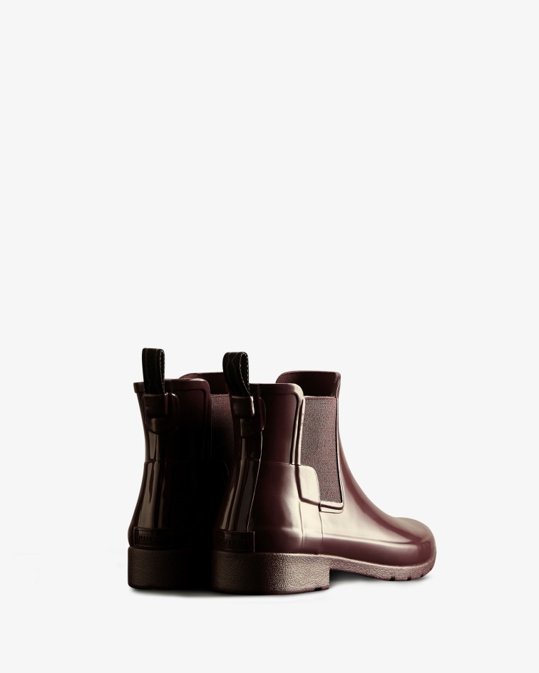 Hunter Women's Refined Gloss Slim Fit Chelsea Boots Cherry Brandy