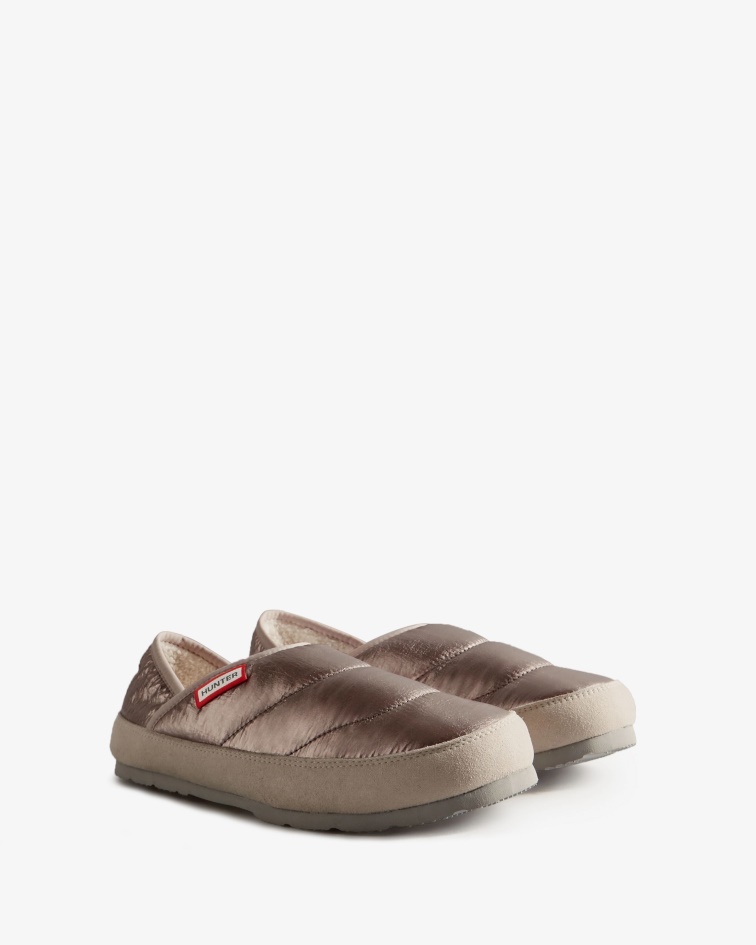 Hunter Women's Metallic Puffer Slipper Silver