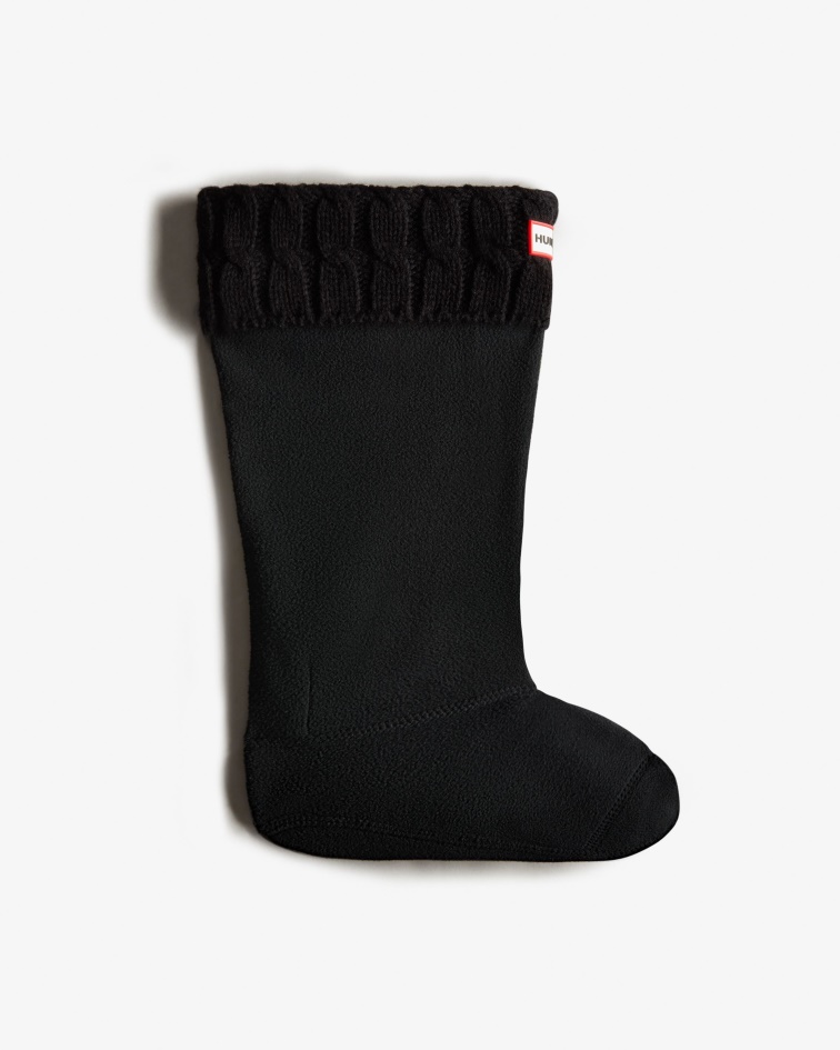 Hunter 6 Stitch Cable Knitted Cuff Tall Boot Socks Black
