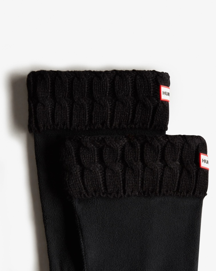 Hunter 6 Stitch Cable Knitted Cuff Tall Boot Socks Black