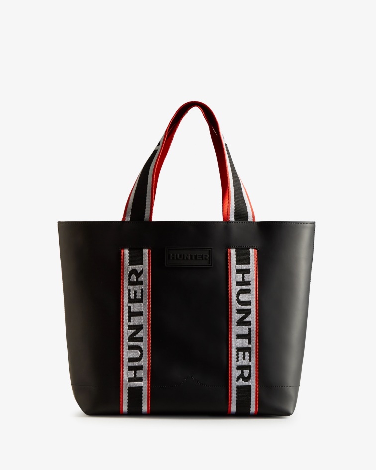 Hunter Rubberized Leather East-West Tote Bag Black