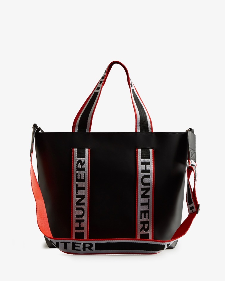 Hunter Rubberized Leather East-West Tote Bag Black