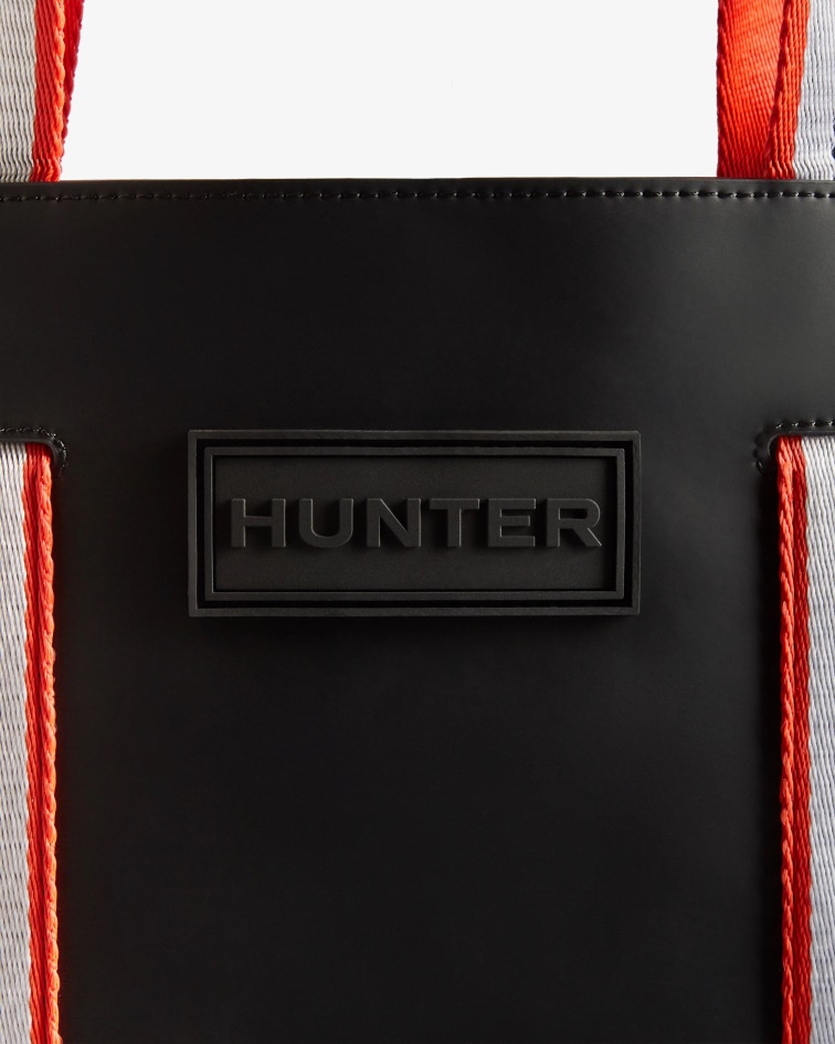 Hunter Rubberized Leather East-West Tote Bag Black