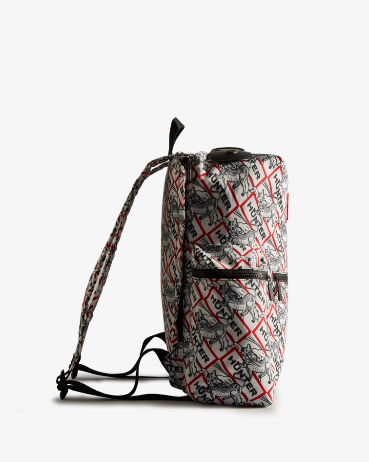 Hunter Nylon Top Clip Lunar New Year Tiger Print Backpack Black-White