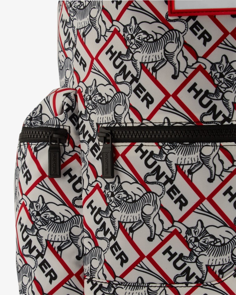 Hunter Nylon Top Clip Lunar New Year Tiger Print Backpack Black-White