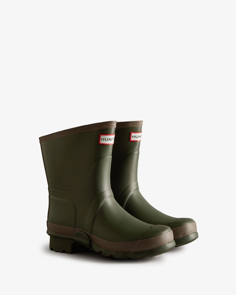 Hunter Women's Gardener Short Rain Boot Dark Olive-Clay