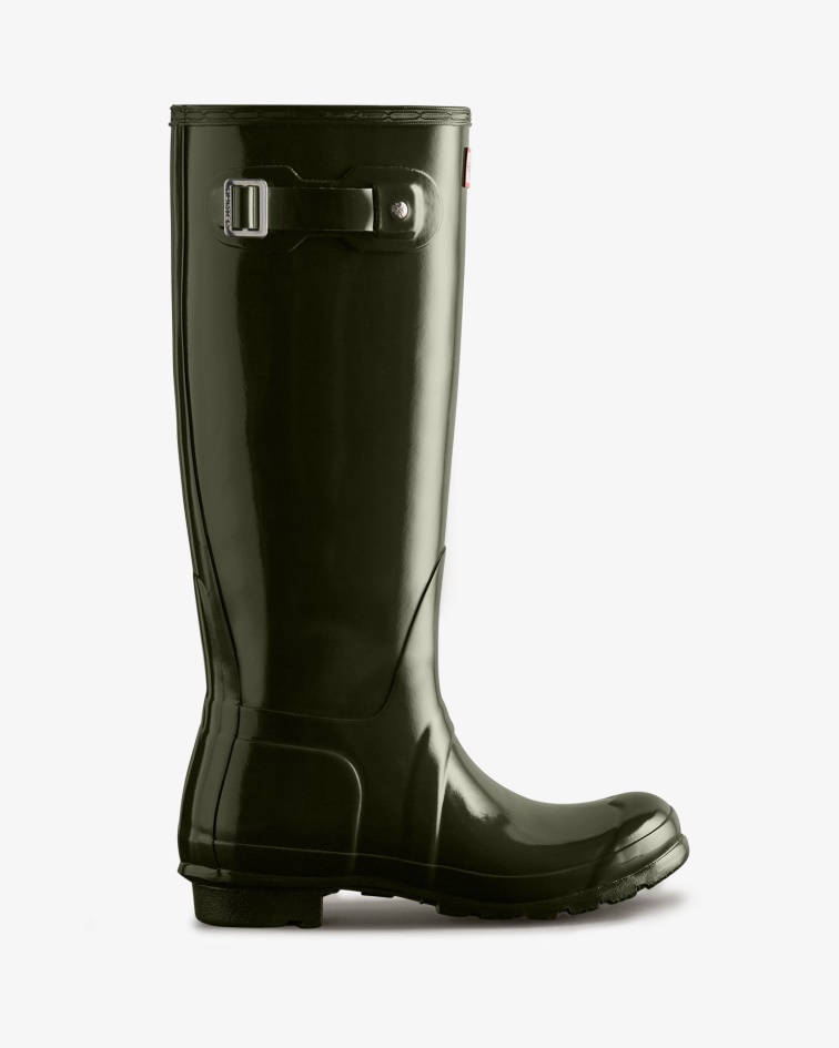 Hunter Women's Original Tall Gloss Rain Boots Dark Olive