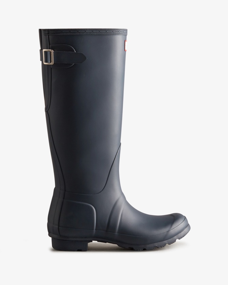 Hunter Women's Tall Back Adjustable Rain Boots Navy