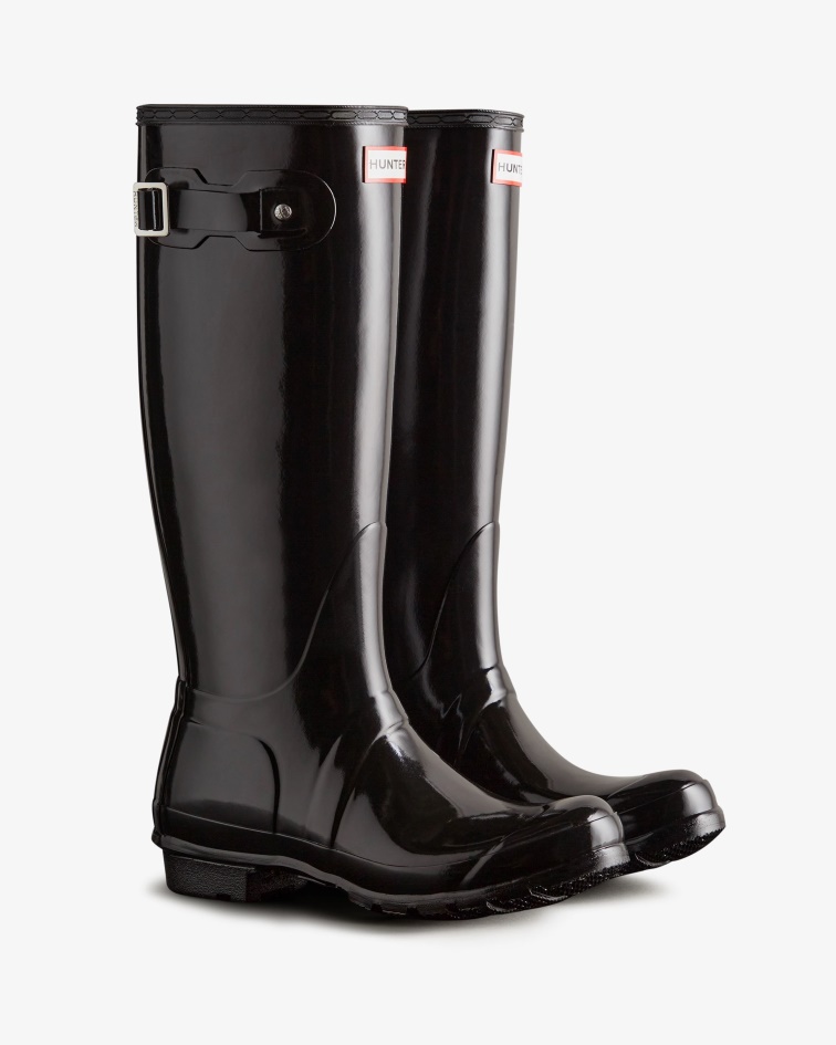 Hunter Women's Original Tall Gloss Rain Boots Black