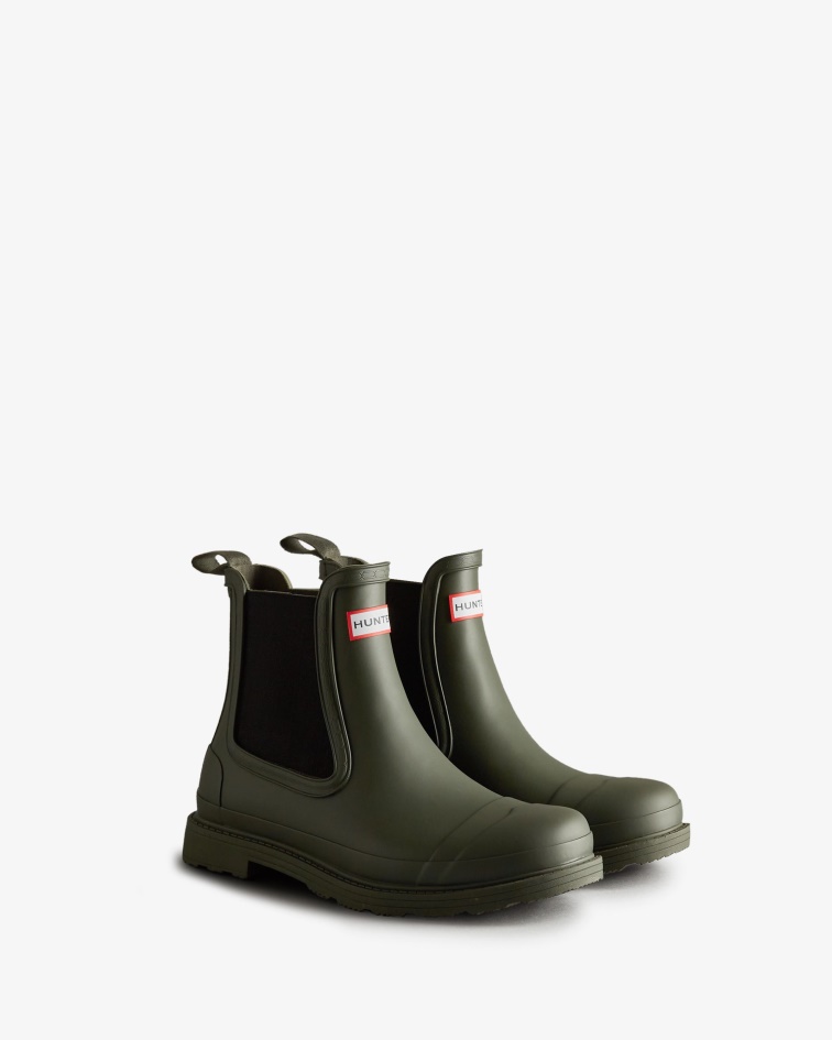 Hunter Men's Commando Chelsea Boots Dark Olive