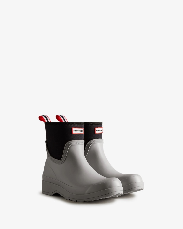 Hunter Women's Play Short Neoprene Rain Boots Steall Light Grey