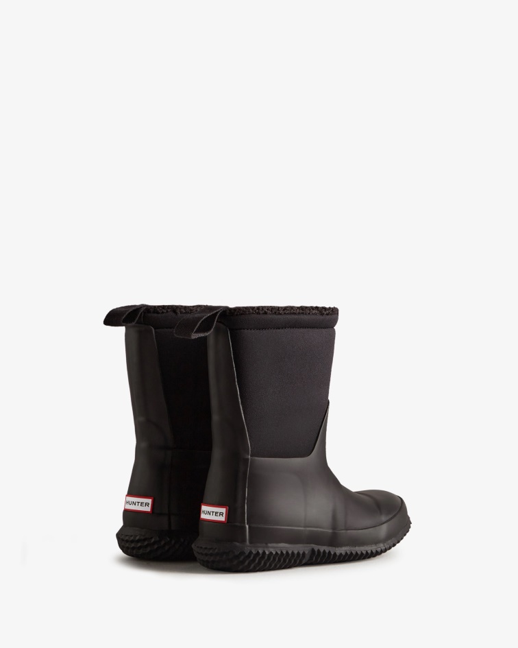 Hunter Little Kids (18 Months-6 Years) Insulated Roll Top Vegan Shearling Boots Black